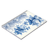 Elegant Chic Blue Vintag Floral Notizblock (Linke Seite)