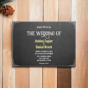 Elegant Chic Blühe Script Chalkboard Wedding Einladung