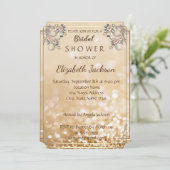 Elegant Chic Blume Glittery Bokeh Brautparty Einladung (Stehend Vorderseite)