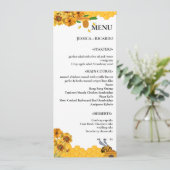 Elegant & Chic Boho Biene Wildblume Hochzeitstisch Menükarte (Stehend Vorderseite)