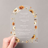 Elegant & Chic Boho Fall Wildblume Hochzeit Acryleinladungen (Insitu (Handheld))