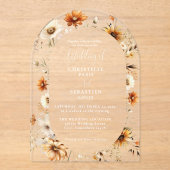 Elegant & Chic Boho Fall Wildblume Hochzeit Acryleinladungen (Vorderseite)