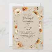 Elegant & Chic Boho Fall Wildblume Hochzeit Einladung (Vorderseite)