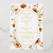 Elegant & Chic Boho Fall Wildblume Hochzeit Folieneinladung (Vorderseite)