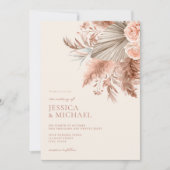 Elegant Chic Boho Pampas Floral Wedding Einladung (Vorderseite)