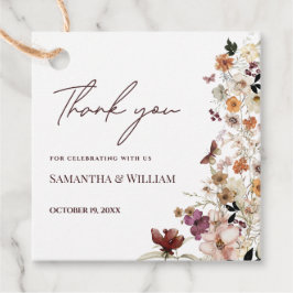 Elegant Chic Boho Pastel Wildblume Thema Hochzeit Geschenkanhänger