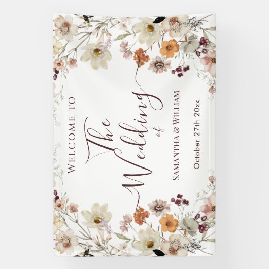 Elegant Chic Boho Rustic Wildblume Theme Wedding Banner (Vertikal)