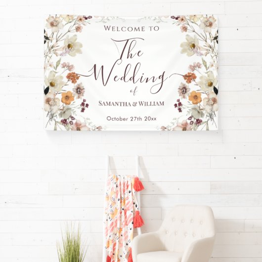 Elegant Chic Boho Rustic Wildblume Theme Wedding Banner (InSitu)