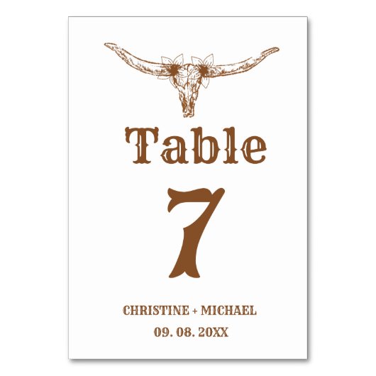 Elegant & Chic Boho Western Cowboy Wedding Tischnummer (Rückseite)