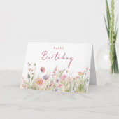 Elegant Chic Boho Wildblume Theme Happy Birthday Karte (Vorderseite)