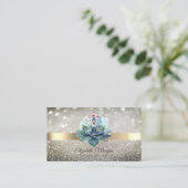 Elegant Chic Bokeh Lotus Yoga Girl Visitenkarte (Stehend Vorderseite)