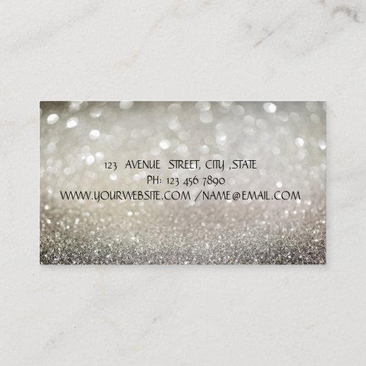 Elegant Chic Bokeh Silver, Lotus Yoga Visitenkarte (Rückseite)