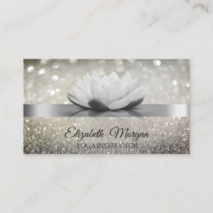 Elegant Chic Bokeh Silver, Lotus Yoga Visitenkarte