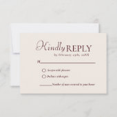 Elegant & Chic Burgundy & Ivory wedding RSVP Card Karte (Vorderseite)