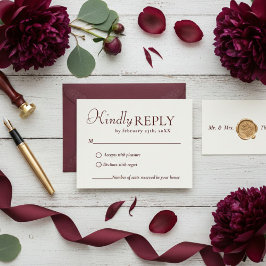 Elegant & Chic Burgundy & Ivory wedding RSVP Card Karte