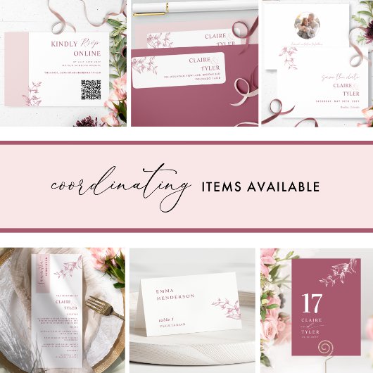 Elegant Chic Burgundy Wedding Return Address Label