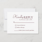 Elegant & Chic Burgundy wedding RSVP Card Karte (Vorderseite)