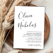 Elegant Chic Calligraphy Monogram QR Code Hochzeit Einladung