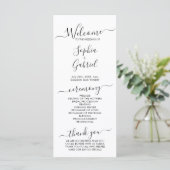 Elegant Chic Calligraphy Script Hochzeitsfeier Programm (Stehend Vorderseite)