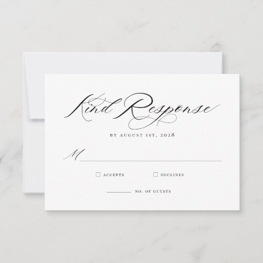 Elegant Chic Calligraphy Wedding RSVP Card (Vorderseite)