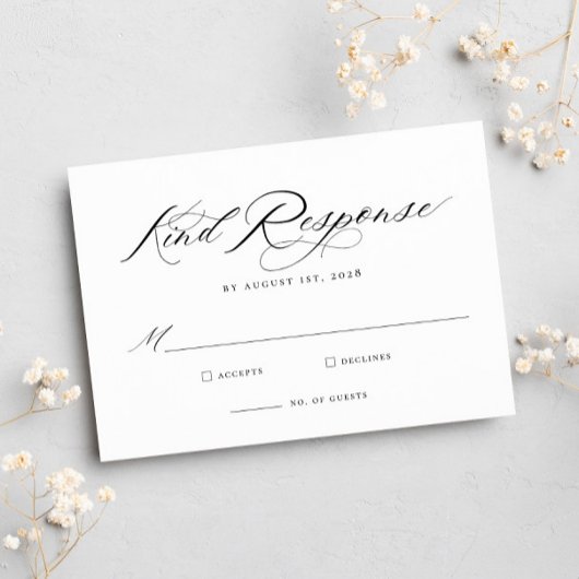 Elegant Chic Calligraphy Wedding RSVP Card Karte