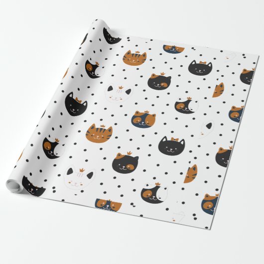 Elegant Chic Cat Patterns Geschenkpapier (Ungerollt)