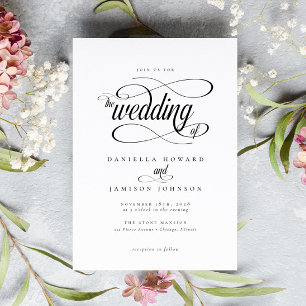 Elegant Chic Classic Calligraphy Script Wedding Einladung