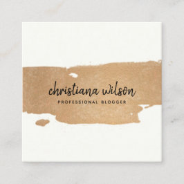 ELEGANT CHIC COPPER BLACK BRUSH STROKE CALLIGRAPHI QUADRATISCHE VISITENKARTE
