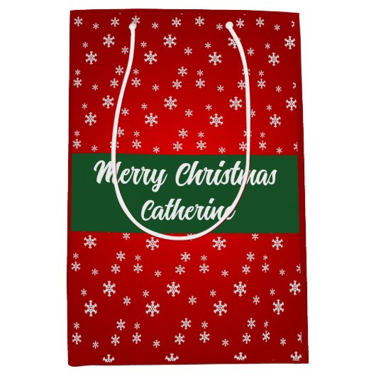 Elegant Chic Cute Modern Festive Red and Green Mittlere Geschenktüte (Vorderseite)