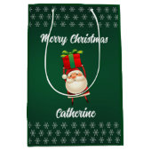 Elegant Chic Cute Modern Festive Red and Green Mittlere Geschenktüte (Vorderseite)