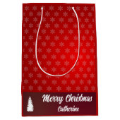 Elegant Chic Cute Modern Festive Red and White Mittlere Geschenktüte (Vorderseite)