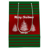 Elegant Chic Cute Modern Festive Red and White Mittlere Geschenktüte (Rückseite)