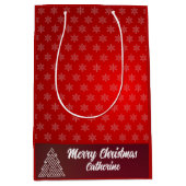 Elegant Chic Cute Modern Festive Red and White Mittlere Geschenktüte (Vorderseite)