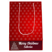 Elegant Chic Cute Modern Festive Red and White Mittlere Geschenktüte (Rückseite)