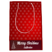 Elegant Chic Cute Modern Festive Red and White Mittlere Geschenktüte (Vorderseite)