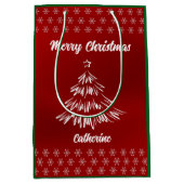 Elegant Chic Cute Modern Festive Red and White Mittlere Geschenktüte (Vorderseite)