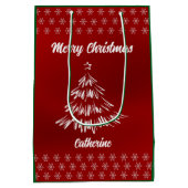 Elegant Chic Cute Modern Festive Red and White Mittlere Geschenktüte (Rückseite)