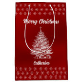 Elegant Chic Cute Modern Festive Red and White  Mittlere Geschenktüte (Vorderseite)
