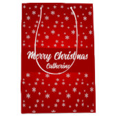 Elegant Chic Cute Modern Festive Red and White Mittlere Geschenktüte (Vorderseite)