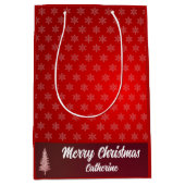 Elegant Chic Cute Modern Festive Red and White Mittlere Geschenktüte (Vorderseite)