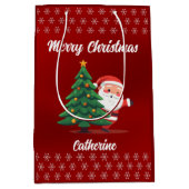Elegant Chic Cute Modern Festive Red Green Mittlere Geschenktüte (Vorderseite)