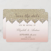 Elegant Chic Damask Hochzeit Save the Date (Vorne/Hinten)