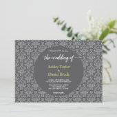 Elegant Chic Damask Script-Klasse für feierliche H Einladung (Stehend Vorderseite)