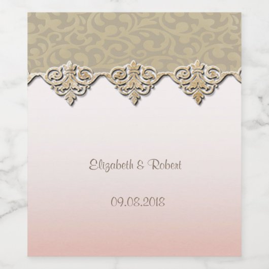 Elegant Chic Damask Weinetikett (Einzelnes Label)