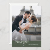 Elegant Chic Dark Moss Green Wedding Dankeskarte (Vorne/Hinten)