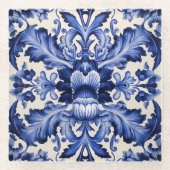 Elegant Chic Delsoftware Blue Blume Glasuntersetzer (Vorderseite)