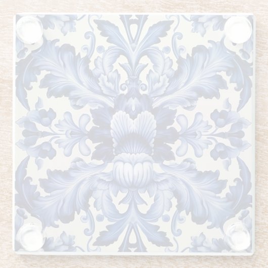 Elegant Chic Delsoftware Blue Blume Glasuntersetzer (Rückseite)