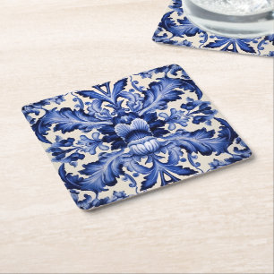 Elegant Chic Delsoftware Blue Blume Rechteckiger Pappuntersetzer