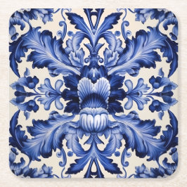 Elegant Chic Delsoftware Blue Blume Rechteckiger Pappuntersetzer