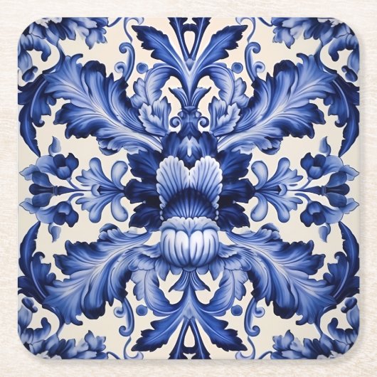 Elegant Chic Delsoftware Blue Blume Rechteckiger Pappuntersetzer (Vorderseite)